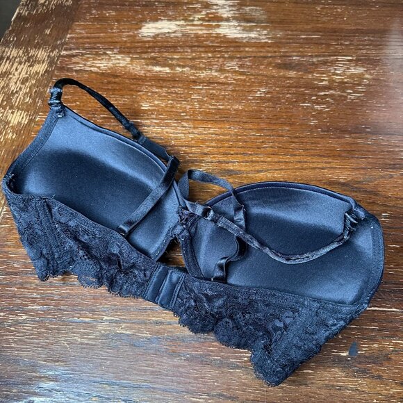 Fredericks Of Hollywood Black Lace Push-Up Bra 34DD Adjustable Straps - Picture 3 of 5